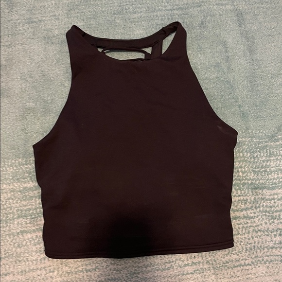 ALO Yoga strappy back cropped Black Top - Picture 3 of 10